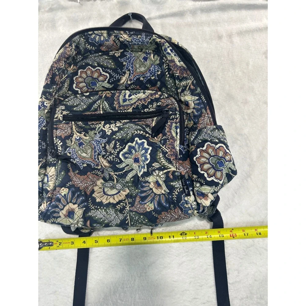 Vera Bradley Mediterranean Blue Quilted Cotton Floral Paisley Backpack Bag